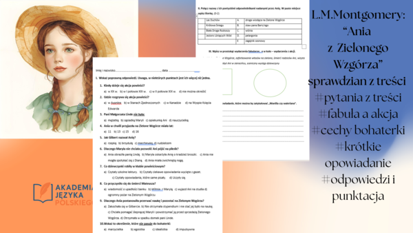 Sprawdzian z książki Ania z Zielonego Wzgórza