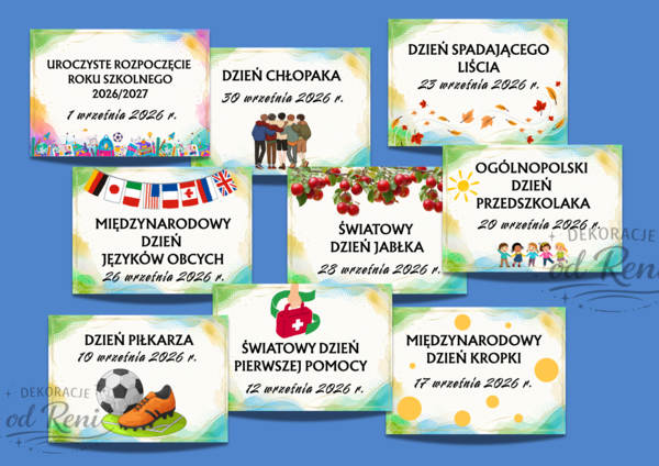 Kalendarz świąt, dni nietypowych i ważnych dat w roku szkolnym 2026/2027  wersja 1