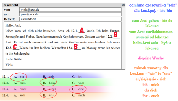 Egzamin 8-klasisty - język niemiecki - zadanie 12