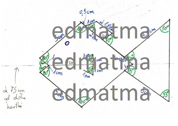 Geometruś – ryba (trudniejsze), do przerysowania dla uczniów i uczennic