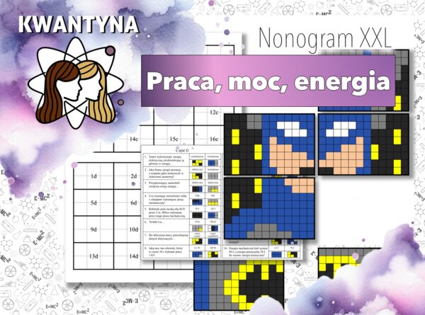 Kolorowanka XXL: Fizyka. Klasa 7. Praca, moc, energia. Pomysł na ciekawą lekcję! Karta pracy. MOC powtórki.