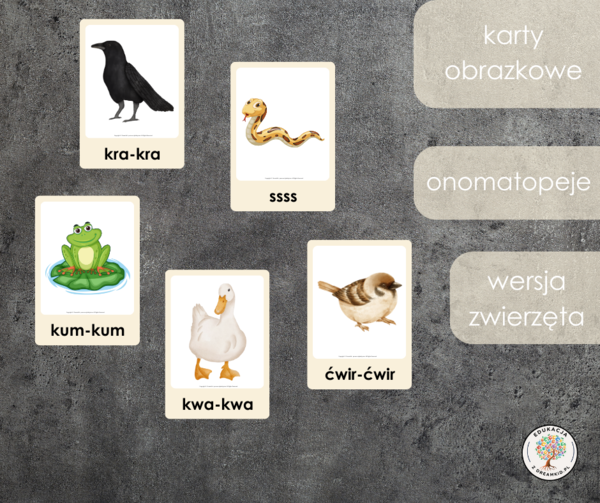 Karty obrazkowe - onomatopeje - zwierzęta