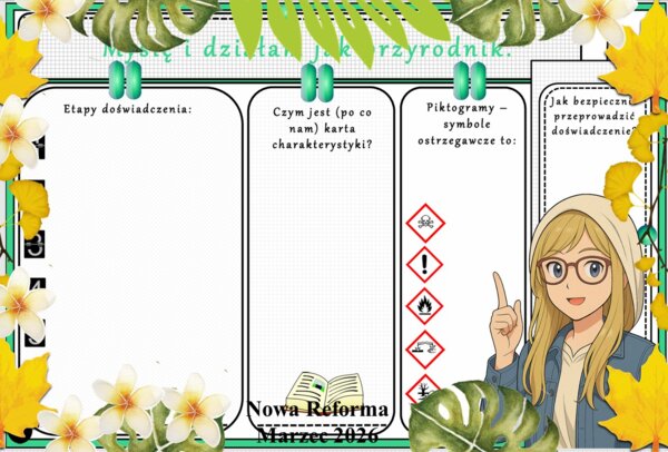 Karta pracy z przyrody do klasy 4 "Myślę i działam jak przyrodnik". Przygotowana na podstawie podręcznika „Odkrywam przyrodę” wydawnictwa Nowa Era. Dział "Spotkanie z przyrodą".