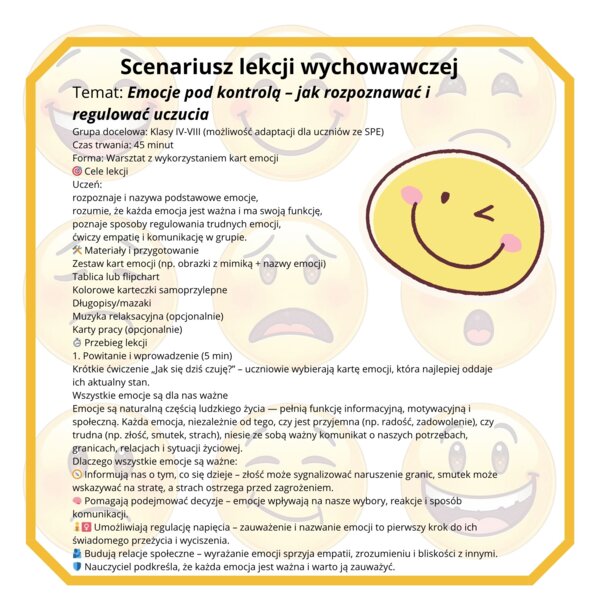 Lekcja wychowawcza - Emocje pod kontrolą