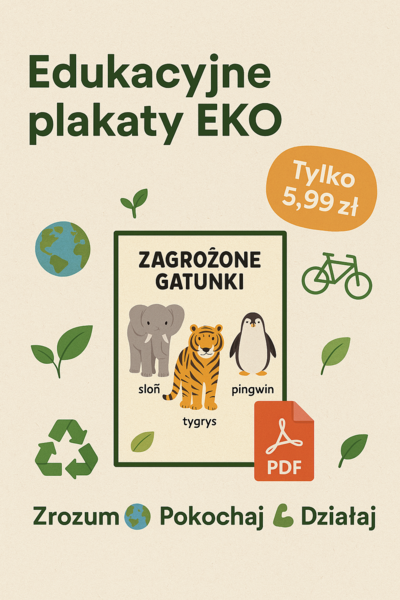 Plakaty edukacyjne. Gatunki zagrożone. Co to ekologia? Jak dbać o środowisko?