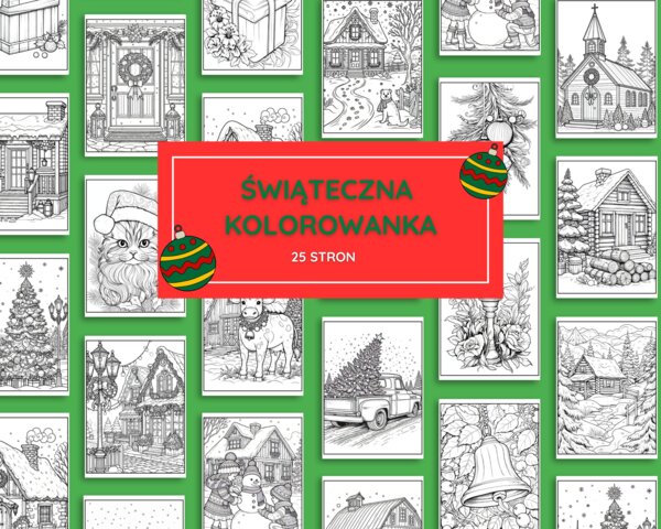 Świąteczna Kolorowanka – 25 stron PDF