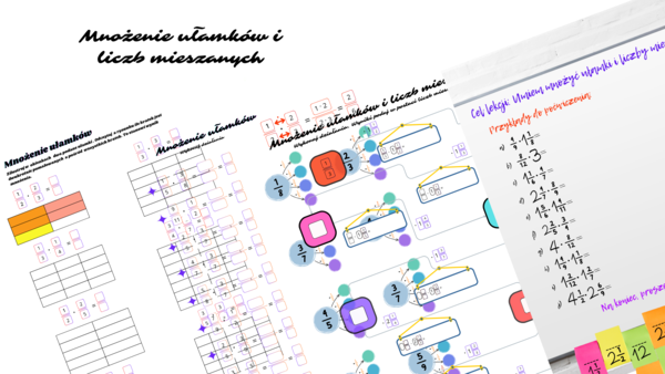 📚 Mnożenie ułamków i liczb mieszanych – karty pracy dla Twoich uczniów! 🎲✨