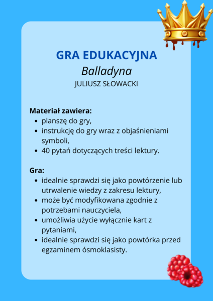 Balladyna - edukacyjna gra planszowa