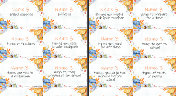 Back to school gra Name 3