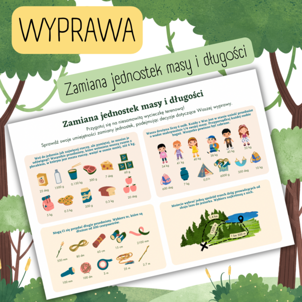 "PRZYGOTOWANIE DO WYPRAWY" - Zamiana jednostek masy i długości.