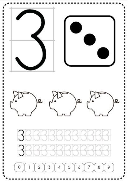 Cyfry 0-9 - karty pracy czarno-białe