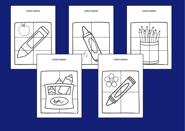 DZIEŃ KREDKI – biblioteka – świetlica – przedszkole - UKŁADANKA - układanki - puzzle - kolorowanka - 10 szt.