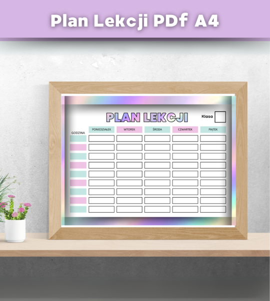 Uroczy Plan Lekcji w formacie A4 – plik PDF