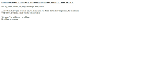 Mowa zależna - rozkazy