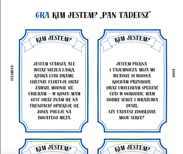 GRA KIM JESTEM "PAN TADEUSZ"