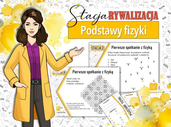 Stacja: RYWALIZACJA! Klasa 7. Fizyka. Pierwsze spotkanie z fizyką. Zaczynamy uczyć się fizyki. Z fizyką na Ty. Jednostki i pomiary. Pierwsze pomiary fizyczne. Oddziaływania i materia. Siła i jej cechy. Powtórzenie wiadomości. Stacje zadaniowe. Praca grup