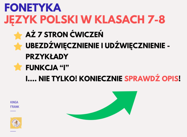 📚 Kompleksowa powtórka z FONETYKI dla klas 7-8 – aż 7 stron zadań! 🎓 Materiał świetny do ćwiczeń lub jako SPRAWDZIAN!