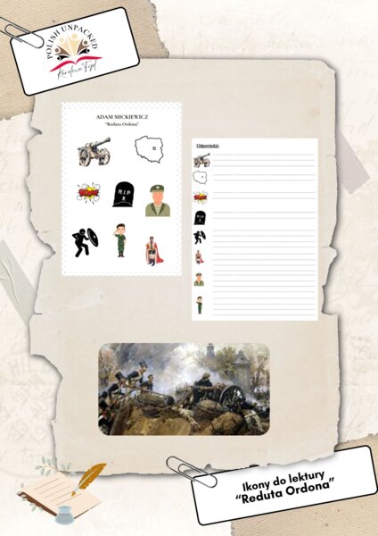 Ikony (obrazki) do lektury "Reduta Ordona" Adama Mickiewicza