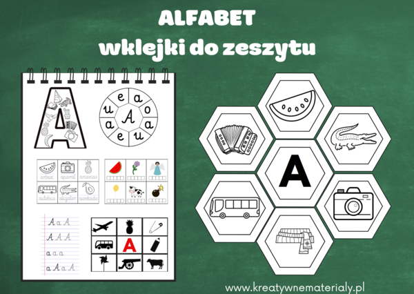 Alfabet - wklejki do zeszytu i plansze