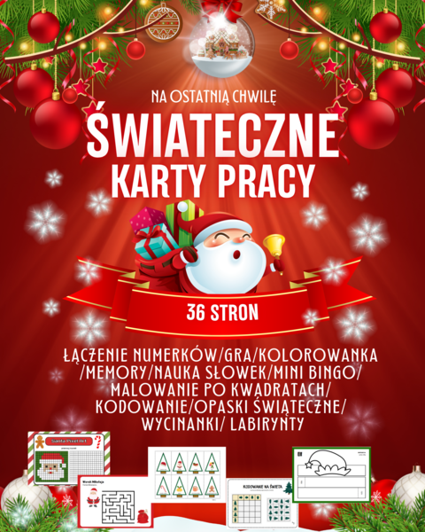 🎄 Świąteczne karty pracy – na ostatnią chwilę 36 stron