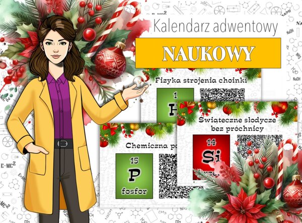 Chemia. Fizyka. Naukowy kalendarz adwentowy. Święta. Christmas.