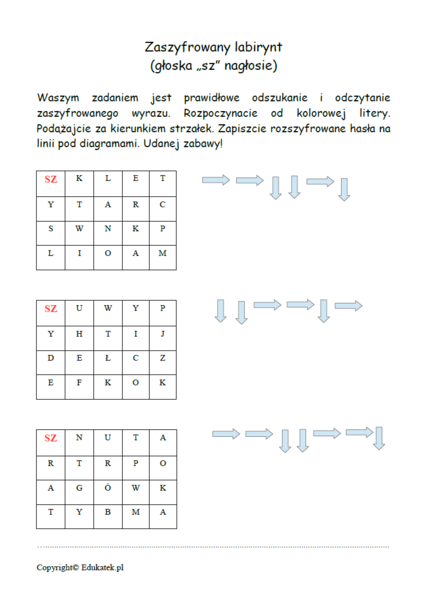 Zaszyfrowany labirynt - zabawy logopedyczne i nauka czytania