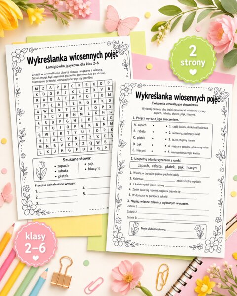 Wykreślanka wiosennych pojęć