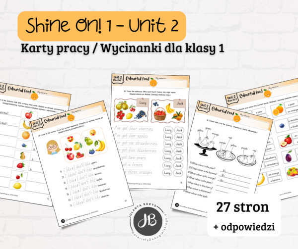Materiały do Shine On! 1 Unit 2 – Colourful Food - karty pracy - wklejki/wycinanki