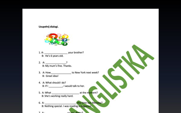 Krótki trening tworzenia pytań - egzamin ósmoklasisty - j. angielski