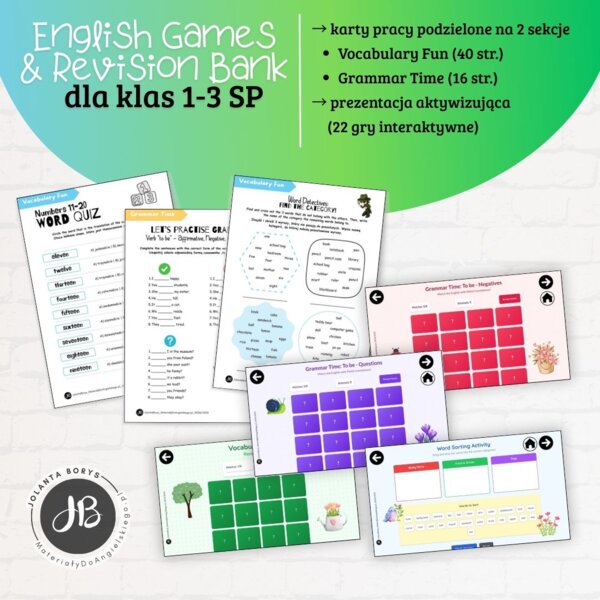 English Games & Revision Bank - baza materiałów do powtórek dla klas 1-3