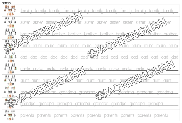 Nauka pisania po śladzie: Family TRACING