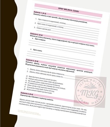 Opis miejsca, czasu - zadania podsumowujące