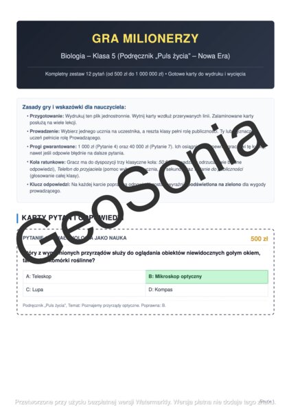 Milionerzy biologia klasa 5