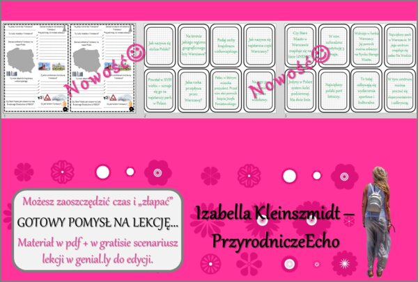 Karta pracy/stacje zadaniowe/notatki do tematu „Krajobraz wielkomiejski Warszawy” w pdf. W gratisie niekomercyjny scenariusz lekcji/pomysł na lekcję w programie genial.ly do edycji. Geografia 5. Dział „Krajobrazy Polski”.