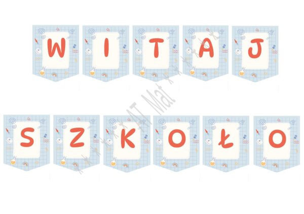 Girlanda, baner "WITAJ SZKOŁO"