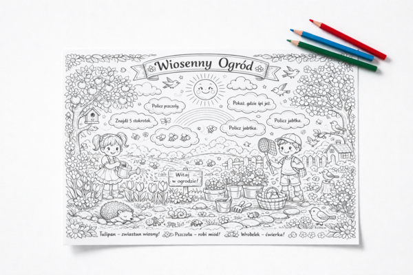 Kolorowanka "Wiosenny ogród"