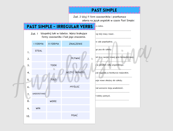 Past Simple – Irregular Verbs cz. 4 – czasowniki nieregularne – karta pracy – powtórka – ćwiczenia – egzamin ósmoklasisty – matura – angielski