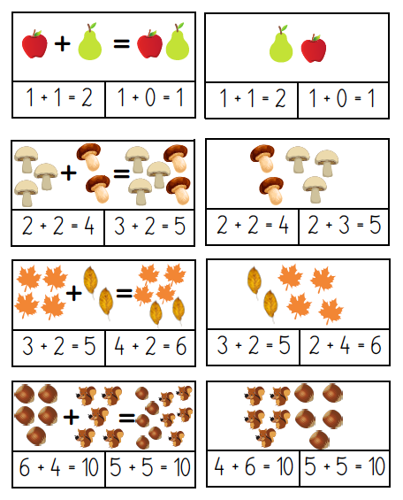 Dodawanie i odejmowanie w zakresie 10 na konkretach