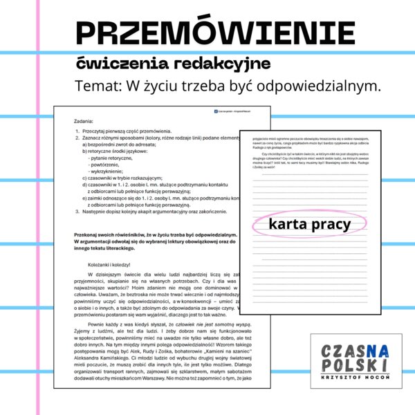 Przemówienie – ćwiczenia redakcyjne (karta pracy)