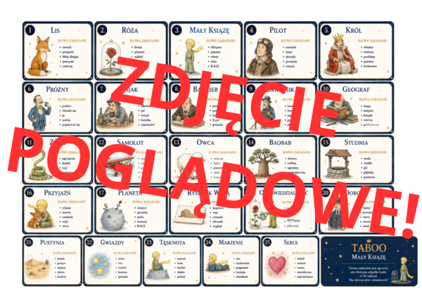 Wciągająca gra karciana Taboo na podstawie lektury "Mały Książę"!
