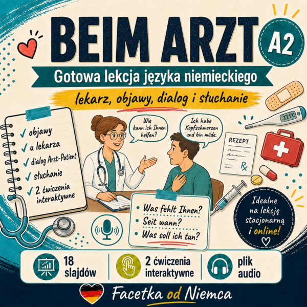 Beim Arzt bez stresu – lekarz, objawy i dialog po niemiecku | A2