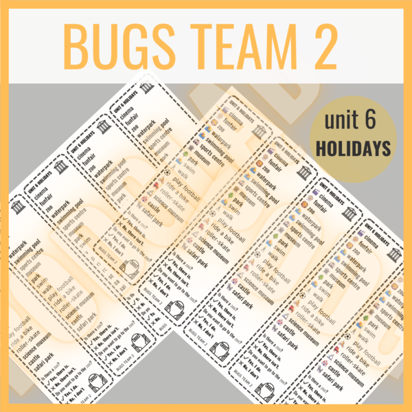 Bugs Team 2 unit 6 HOLIDAYS- zakładki do książki
