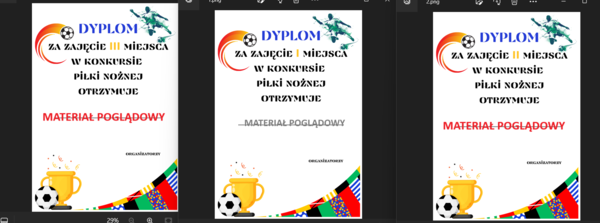 Dyplom za konkurs piłki nożnej