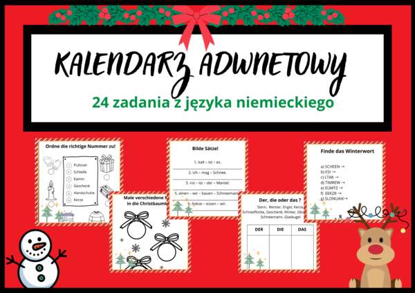 Kalendarz adwentowy - 24 zadania po niemiecku