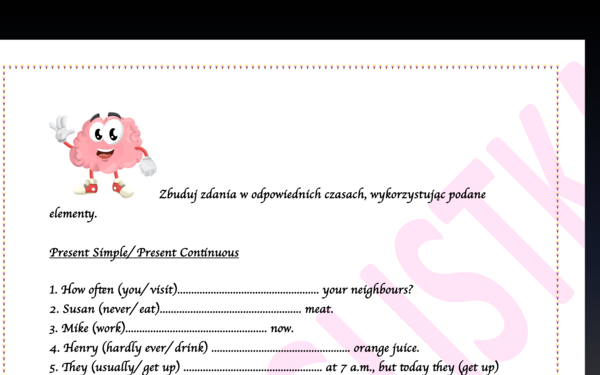 Ćwiczenia porównawcze z 7 podstawowych czasów - egzamin ósmoklasisty/ matura+klucz