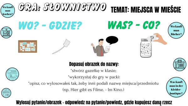 Gra: słownictwo - Miejsca w mieście - język niemiecki