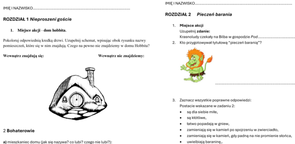 Hobbit - zadania do samodzielnej pracy z tekstem wraz z odpowiedziami.