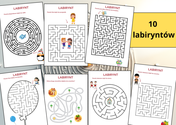 10 Labiryntów — Ćwiczenia motoryki małej i koncentracji dla dzieci