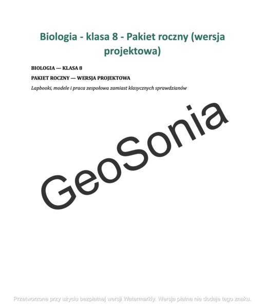 Biologia – klasa 8 – Pakiet roczny (wersja projektowa)