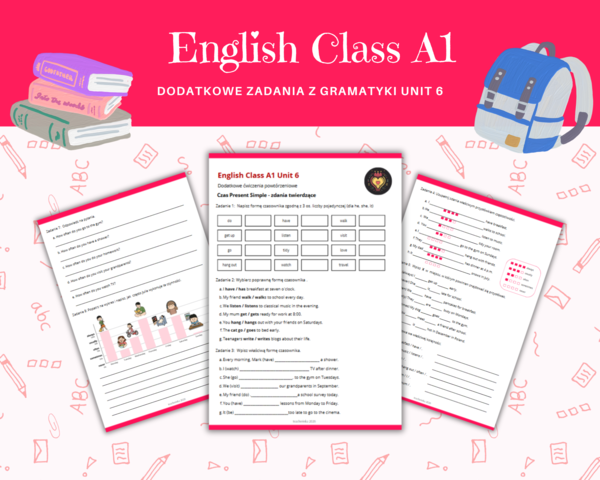 Gramatyka klasa 4: czasownik Czas Present Simple - zdania twierdzące i przysłówki częstotliwości. Na podstawie podręcznika English Class A1 Unit 5